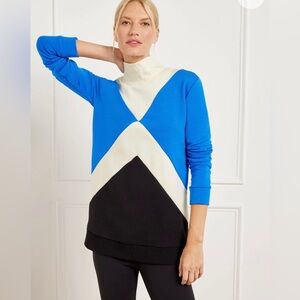 T By Talbots Plus French Terry Colorblock Mock Neck Pullover Sweatshirt 2X NWT